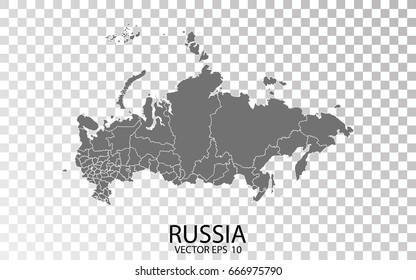 Transparent - Grey Map of Russia. Vector Eps 10.