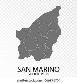 Transparent - Grey Map of San Marino. Vector Eps 10.