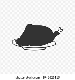 Transparent grilled chicken icon png, vector illustration of an grilled chicken icon in dark color and transparent background(png)