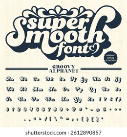 Transparent groovy retro VINTAGE bold Font alphabet vector file