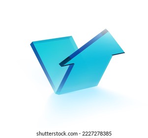 Transparent growing blue arrow reflected from the surface. The vector illustration will be perfect for your presentation. Can be use for any backgrounds. EPS10.	