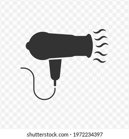 Transparent hair dryer icon png, vector illustration of an hair dryer in dark color and transparent background(png).