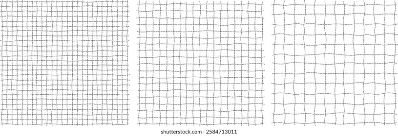 Transparent Hand-Drawn Grid Lines on Isolated Background, Seamless Editable Pattern for UI, Sketches, and Design Concepts, Vector