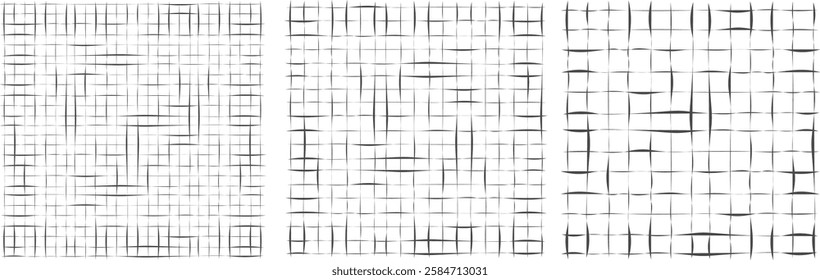 Transparent Hand-Drawn Grid Lines on Isolated Background, Seamless Editable Pattern for UI, Sketches, and Design Concepts, Vector