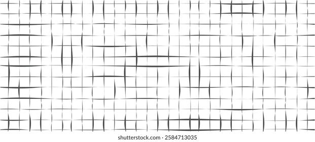 Transparent Hand-Drawn Grid Lines on Isolated Background, Seamless Editable Pattern for UI, Sketches, and Design Concepts, Vector