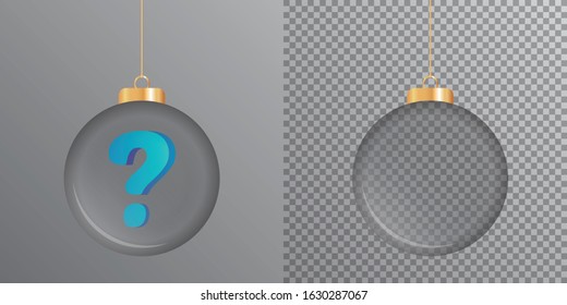 Transparent Hanged glass ball. Vector illustration