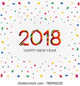 Diseño de fondo y plantilla de tarjeta de saludo de confianza de Feliz Año Nuevo 2018 transparente