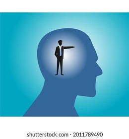transparent head image and businessman in it