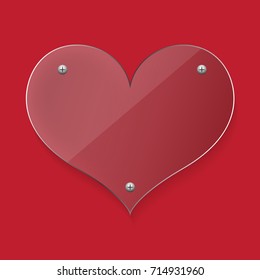 Transparent Heart Frame on Red Background, Vector