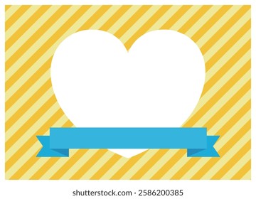 A transparent heart frame on a yellow striped background, suitable for White Day or Father's Day