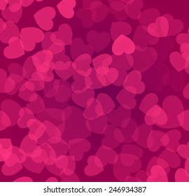 transparent hearts on a dark red background (Valentine's Day)