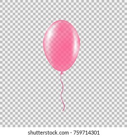 Transparent helium balloon. Isolated vector illustration on plaid transparent background. Birthday balloon flying for party, celebrations, buisness and design.