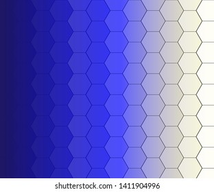 Transparent hexagon pattern on a blue and white gradient background. Simple pattern vector background 
