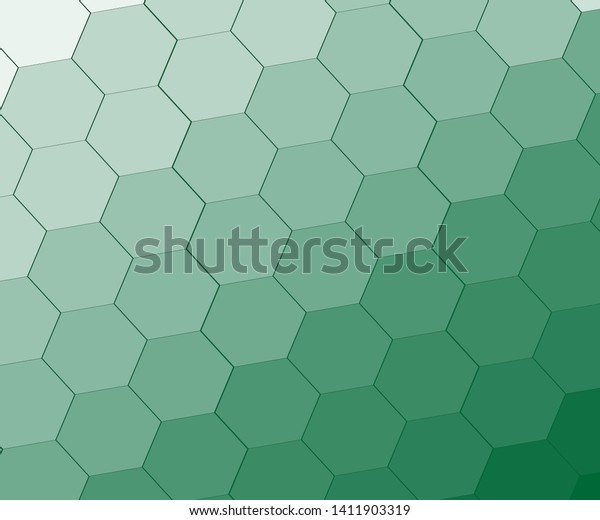 Transparent Hexagon Pattern On Green Background Stock Image