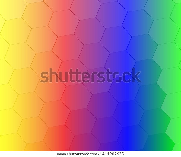 Transparent Hexagon Pattern On Rainbow Gradient Stock Vector