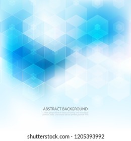 Transparent hexagons of blue color. Vector abstract background of technology, medicine and science.