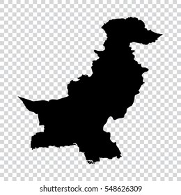 Transparent - high detailed black map of Pakistan. Vector illustration eps 10.