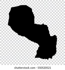 Transparent - high detailed black map of Paraguay. Vector illustration eps 10.