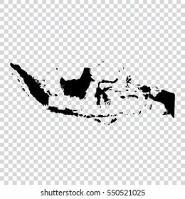 Transparent - high detailed black map of Indonesia. Vector illustration eps 10.