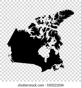 Transparent - high detailed black map of Canada. Vector illustration eps 10.