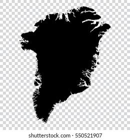 Transparent - high detailed black map of Greenland. Vector illustration eps 10.