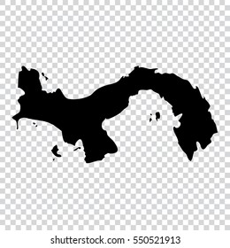Transparent - high detailed black map of Panama. Vector illustration eps 10.