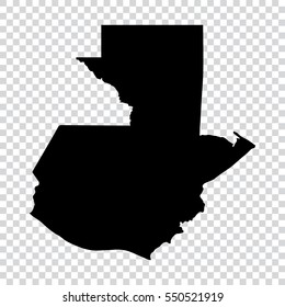 Transparent - hohe detaillierte schwarze Karte von Guatemala. Vektorgrafik eps10.