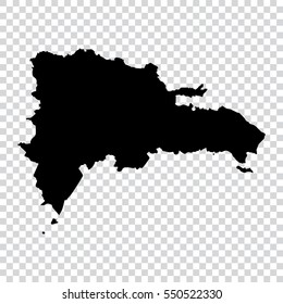 Transparent - high detailed black map of Dominican Republic. Vector illustration eps 10.