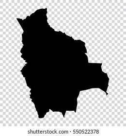Transparent - high detailed black map of Bolivia. Vector illustration eps 10.