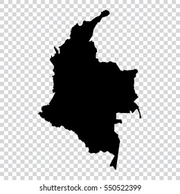 Transparent - high detailed black map of Colombia. Vector illustration eps 10.
