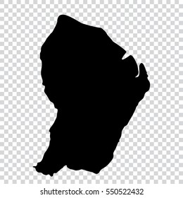 Transparent - high detailed black map of French Guiana. Vector illustration eps 10.