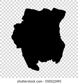 Transparent - high detailed black map of Suriname. Vector illustration eps 10.