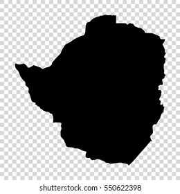 Transparent - high detailed black map of Zimbabwe. Vector illustration eps 10.
