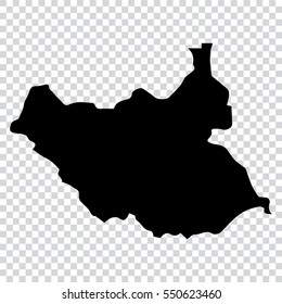 Transparent - high detailed black map of South Sudan. Vector illustration eps 10.