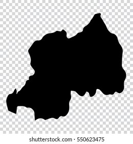 Transparent - high detailed black map of Rwanda. Vector illustration eps 10.