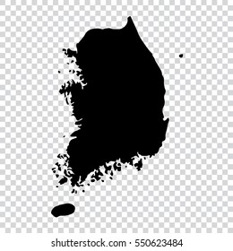 Transparent - high detailed black map of South Korea. Vector illustration eps 10.