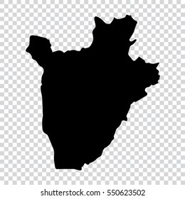 Transparent - high detailed black map of Burundi. Vector illustration eps 10.