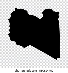 Transparent - high detailed black map of Libya. Vector illustration eps 10.