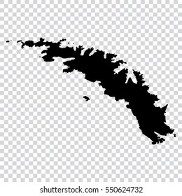 Transparent - high detailed black map of South Georgia and the South Sandwich Islands. Vector illustration eps 10.