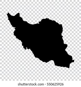 Transparent - high detailed black map of Iran. Vector illustration eps 10.