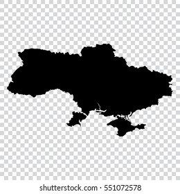 Transparent - high detailed black map of Ukraine. Vector illustration eps 10.