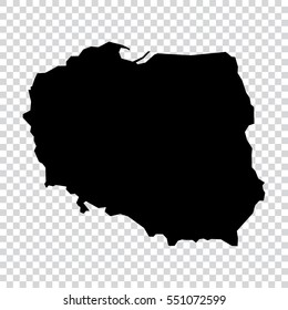 Transparent - high detailed black map of Poland. Vector illustration eps 10.