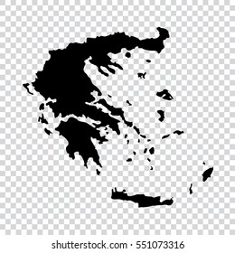 Transparent - high detailed black map of Greece. Vector illustration eps 10.