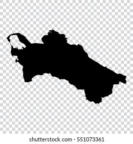 Transparent - high detailed black map of Turkmenistan. Vector illustration eps 10.