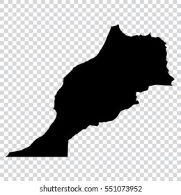 Transparent - high detailed black map of Morocco. Vector illustration eps 10.