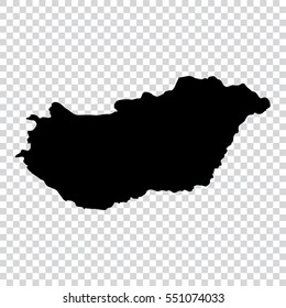 Transparent - high detailed black map of Hungary. Vector illustration eps 10.