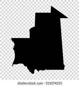 Transparent - high detailed black map of Mauritania. Vector illustration eps 10.