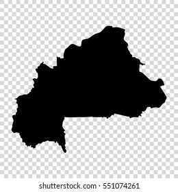 Transparent - high detailed black map of Burkina Faso. Vector illustration eps 10.