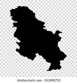 Transparent - high detailed black map - Republic of Serbia. Vector illustration eps 10.