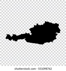 Transparent - high detailed black map of Austria. Vector illustration eps 10.